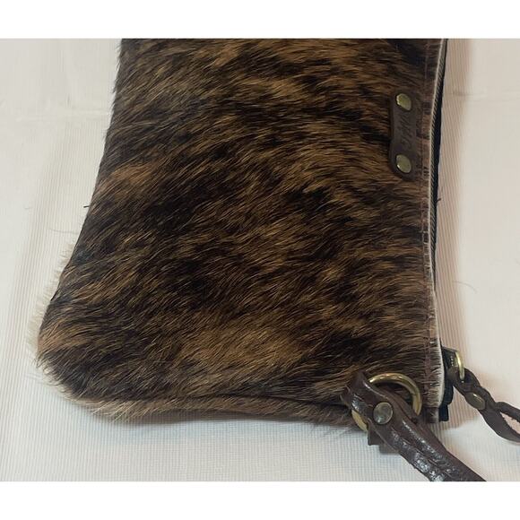 Wild Goose Clutch Hair on Hide Leather Wristlet Brown Small Zip Western Boho - Picture 8 of 13